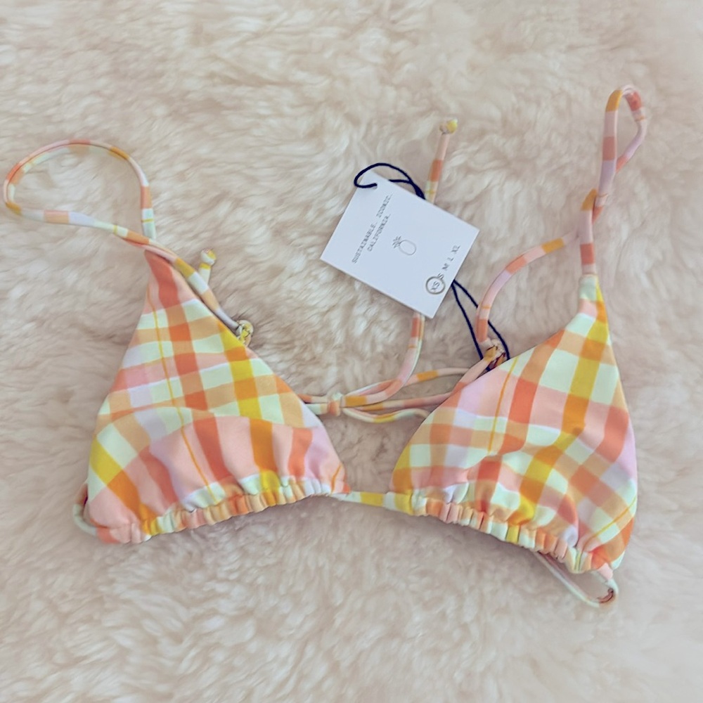 Skatie Pastel Plaid Bikini Top